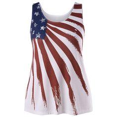 Plus Size American Flag Printed Tank Top - White - 3L69180914 - Women's Clothing, Plus Size Women's Clothing  #PlusSizeWomensClothing #Women's #Clothing # #Plus #Size #Women's #Clothing Cheap Tank Tops, American Flag Print, 4th Of July Outfits, Plus Size Tank Tops, Trendy Plus Size Clothing, Plus Size Top, Plus Size Womens Clothing, Print Tank, Printed Tank Tops