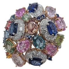 Fabulous 18kt white gold ring with diamonds and semi precious stones Semi precious stones: 16 Ct Diamonds: 20 diamonds: Ca 1 ct. Material: 18kt white gold Ring size: 55 EU / 7.25 US ( can be reized for free) Total weight: 20.5 gram / 0.720 oz / 13.2 dwt Fine Jewelry Platinum Multi-stone Gemstones, Platinum Multi-stone Gemstones In Fine Jewelry Style, Fine Multi-stone Platinum Gemstones, Oval Multicolor Diamond Gemstones, Multicolor Diamond Gemstones With Accents, Multicolor Sapphire Ring With Diamond Accents, Beautiful Tiaras, Expensive Jewelry Luxury, Expensive Jewelry