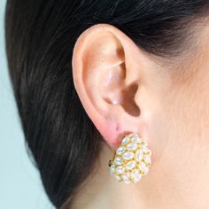 Product Description: Complete any outfit with these high-class gold hoop earrings covered in pearl cabochons. Dimensions: 1" long ﻿Style Number: ﻿3551EP Long Style, Clip Earrings, Gold Hoops, High Class, Gold Hoop, Gold Hoop Earrings, Clip On Earrings, Pearl Earrings, Hoop Earrings