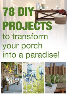 an advertisement for a patio project with pictures of furniture and accessories