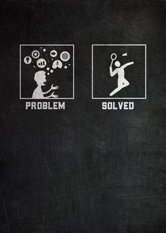 a blackboard with two images that say problem and solution