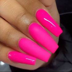 Neon Pink Nail Polish, Barbie Pink Nails, Neon Pink Nails, Band Nails, Dnd Gel Polish, Pink Gel Nails, Uv Gel Nail Polish, Pink Nail Polish, Gel Polish Colors