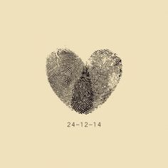 two fingerprints in the shape of a heart on a beige background with text