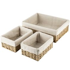 three wicker baskets sitting on top of each other