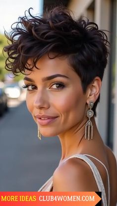 Curly Pixie With Shaved Sides, Pho Hawk Hair For Women, Post Chemo Hairstyles Curly Short Hair, Short Curly Haircuts Square Face, Celebrities With Pixie Haircut, Curly Wedge Haircut Stacked, Short Edgy Curly Haircuts, Undercut Curly Hair Woman, 2024 Pixie Hair Trends