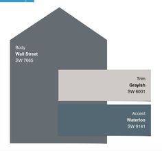 the color scheme for this house is gray and white, with grey trimmings