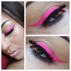 Hot Pink Eyeliner, Pink Eyeliner, Eye Makeup Looks, Eye Makeup Styles, Color Me Beautiful, Creative Eye Makeup, Pink Eyeshadow, Gorgeous Eyes, Kiss Makeup