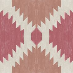 a red and white rug with an abstract design