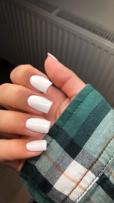 White Nails Square, Square White Nails, Square Nails White, White Square Nails, White Nails Ideas, Milky White Nails, White Tip Nails, Dip Nail