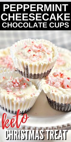 peppermint cheesecake chocolate cups with text overlay