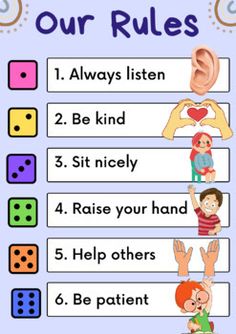 the four rules for children to play with their hands and fingers, including dices