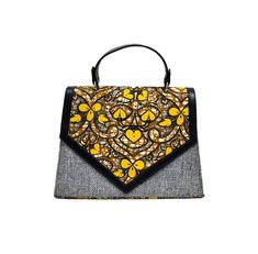 Ankara Bag in Yellow and Brown colour available for immediate Shipping . Beautifully crafted and great gift idea as well. Ankara Bags, African Wedding Attire, Yellow Handbag, Velvet Interiors, Printed Handbags, Brown Bag, Brown Colour, Large Handbags, Brown Bags