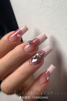 Acrylic Nails Coffin Pink, Almond Acrylic Nails, Soft Nails, Jelly Nails, Kawaii Nails, Square Acrylic Nails, Pretty Acrylic Nails