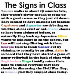 the signs in class poster with different colors and font on it, including an arrow