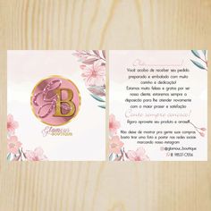 a pink brochure with flowers on it and a letter b in the center