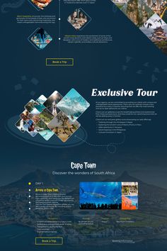 the landing page for an interactive travel website, which is designed to look like it's floating on water