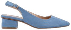 Chic Blue Pointed Toe Slingback Pumps, Blue Slingback Pumps For Spring Workwear, Blue Slingback Pumps For Work, Blue Low Heel Slingback Pumps, Chic Blue Block Heel Slingback Pumps, Chic Blue Slingback Pumps With Block Heel, Blue Slingback Pumps With Heel Strap For Work, Formal Blue Block Heel Slingback Pumps, Formal Blue Slingback Pumps With Block Heel