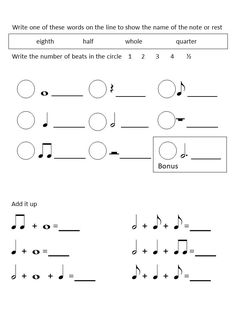 music worksheet with notes and notations for students to practice the number line