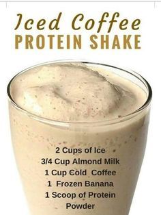 iced coffee protein shake recipe on the app store's mobile phone screen, with instructions for how to make it