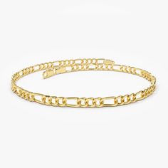 14k Gold Figaro Chain Bracelet – FERKOS FJ Gold Figaro Chain, Gold Chain Bracelet, Gold Armband, Figaro Chains, Figaro Chain, Ruby Jewelry, Gold Bracelet Chain, Unisex Accessories, Emerald Jewelry