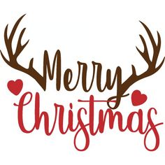 merry christmas lettering with antlers and hearts