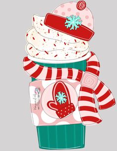 an illustration of a cupcake wrapped in candy canes