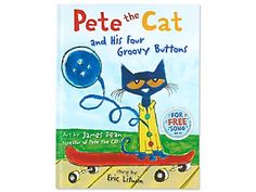 pete the cat and his four groovy buttons book with an image of a blue balloon