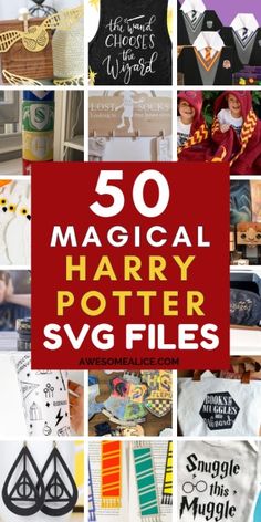 harry potter svg files with the title overlaying 50 magic harry potter svg files