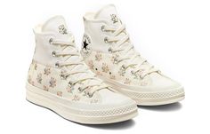 Converse Chuck Taylor All Star 1970s A05193C (SNKR/Women's/Non-Slip/High Top/Wear-resistant) Floral Converse, How To Lace Converse, Chuck Taylor Shoes, Womens High Top Shoes, Embroidered Shoes