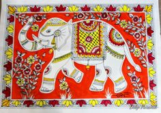 an intricately painted elephant with flowers on it's back