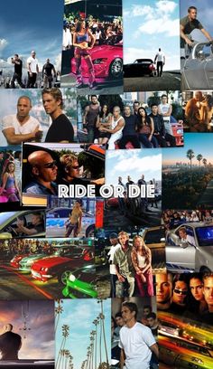 the movie ride or die is shown with many different pictures and words, including people