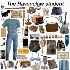 the ravenclaw student is surrounded by many items