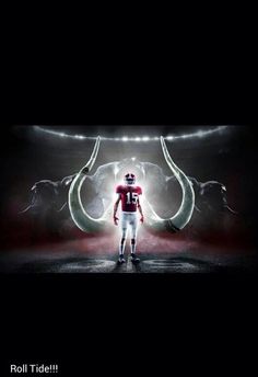 a football player is standing in the spotlight