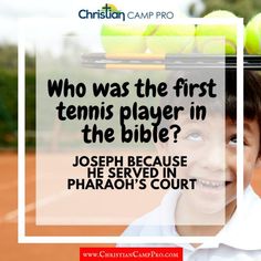 a young boy with tennis balls on his head and the words who was the first tennis player in the bible?