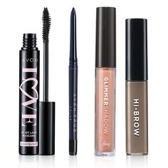 Make your most-seen feature pop! Enhance your eyes with a gorgeous metallic lid, a defined line, a bold brow and a flawless flutter. Conveniently coupled together, these eye makeup faves are perfect for your everyday look.   4-Piece Set Includes:  • Love at 1st Lash Waterproof Mascara in Blackest Black, .3 fl. oz.  • Avon True Color Glimmersticks Eye Liner in Blackest Black, .01 oz. net wt. • Glimmershadow Liquid Eyeshadow in Pink Sapphire, .... Classic Eyeliner, Brow Mascara, Blackest Black, Bold Brows, Skin Care Collection