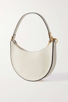 VALENTINO GARAVANI VLOGO mini textured-leather shoulder bag | NET-A-PORTER White Textured Leather Timeless Bag, White Calf Leather Bags With Gold-tone Hardware, Designer White Calf Leather Shoulder Bag, White Calf Leather Shoulder Bag For Daily Use, Elegant White Bag With Smooth Grain, Luxury White Calf Leather Shoulder Bag, Elegant White Bags With Smooth Grain, Luxury White Calf Leather Bag, Luxury White Shoulder Bag With Smooth Grain