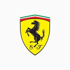 the ferrari logo is shown on a white background with red, green and yellow stripes