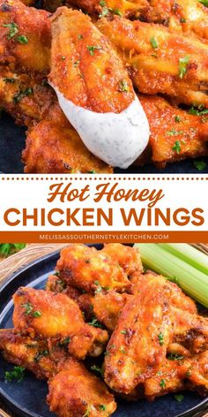 Looking for the perfect wings recipe? Look no further! These Hot Honey Chicken Wings are crispy, flavorful, and easy to make. Try them out and impress your friends at your next game day party. Oven baking, air fryer and deep frying instructions included! Hot Honey Wings Air Fryer, Deep Fried Hot Wings Recipe, Hot Honey Garlic Wings, Honey Garlic Chicken Wings Air Fryer, Wings Sides Ideas, Hot Honey Wings Recipes, Baked Wings Oven Crispy, Best Air Fryer Wings, Honey Hot Wing Sauce