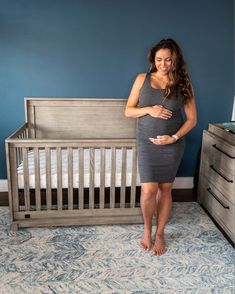 Love this nursery crib in rustic white for boy or girl nursery. Crib mattress and crib sheets for safe sleep. Maternity fitted grey dress so comfortable, room to grow the bump, and under $50! Crib available at target by Delta children. http://liketk.it/2Xaul #liketkit @liketoknow.it #LTKbaby #LTKbump #LTKunder50 Casual Ribbed Maternity Dresses, Girl Nursery Crib, Boy Sleeping, Casual Stretch Maternity Dress, Bump Friendly, Casual Maternity T-shirt Bump Friendly, Fitted Bump-friendly Maternity Dress, Maternity Cotton T-shirt Bump Friendly, Dresser Set, Postnatal Workout