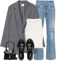 Classic Style Outfits, Looks Party, Grey Blazer, Casual Work Outfits, Elegant Outfit