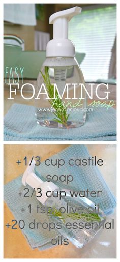 Diy Foaming Hand Soap, Savon Diy, Foaming Soap, Homemade Soap Recipes, Homemade Cleaning Products, Diy Spa, Castile Soap, Foaming Hand Soap, Cleaning Recipes