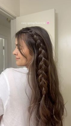 While my twins are running around making a mess or interrupting me every 2 seconds, my pre-schooler goes through Pinterest and pics out a hairstyle. Long Hairstyle With Braids, Normal Open Hairstyle, French Braid Hairstyles Athletic, Self Made Hairstyle For Long Hair, Braids In Braids, How To Style For School, Braid Hair Down Styles, Two Bread Hairstyle, Few Braids Hairstyles