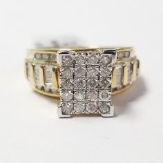 two tone gold and diamond ring on white background