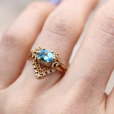 Mage Ring – Soulbound Magical Ring, Rose Gold Band, Swiss Blue Topaz, World Of Warcraft, Playing Games, Gold Band, Conflict Free Diamonds, Role Playing, 1 Carat