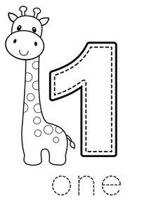 the number one is for giraffe coloring page