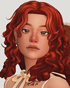 a digital painting of a woman with red hair