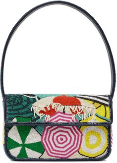 Hand-beaded shoulder bag in multicolor. · Graphics and buffed faux-leather trim throughout · Fixed carry handle · Beaded logo at back face · Patch pocket at back face · Magnetic press-stud flap · Zip pocket at interior · Satin lining · H6 x W10 x D2 Supplier color: Umbrellas Staud Rectangular Shoulder Bag With Top Handle, Staud Rectangular Bag With Removable Pouch, Staud Rectangular Shoulder Bag With Top Carry Handle, Staud Rectangular Shoulder Bag With Removable Pouch, Staud Rectangular Shoulder Bag With Detachable Handle, Designer Staud Top Handle Bag, Staud Rectangular Shoulder Bag For Shopping, Designer Staud Rectangular Shoulder Bag, Designer Rectangular Staud Shoulder Bag