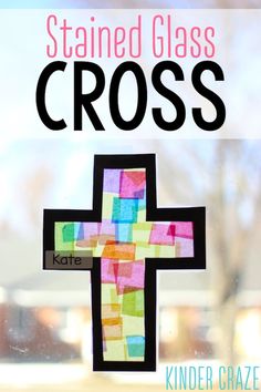 stained glass cross with the words stained glass on it