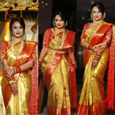 two women in yellow and red sari