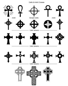 the different types of crosses are shown in black and white, as well as an image of